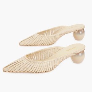 Cult Gaia Alia Mules in natural. New in box. Sandals slides flats heels tan